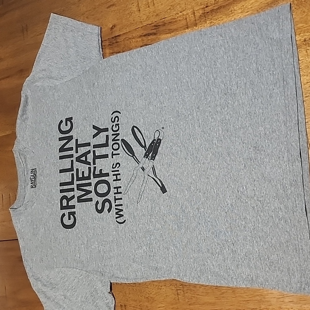 Gray Graphic T-Shirt with Black Text